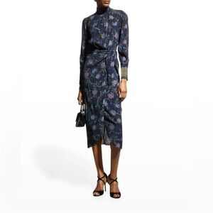 Kobi Halperin Hunter Floral Printed Mock Neck Long Sleeve Faux Wrap Dress